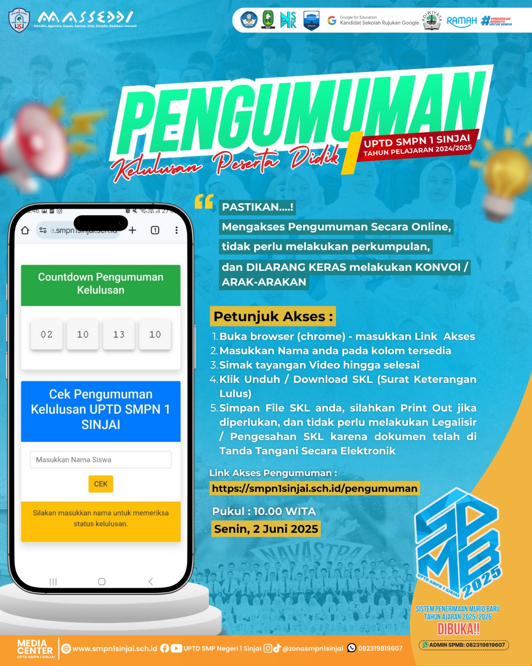 Ditunggu 253 Siswa, Ini Jadwal dan Link Pengumuman Kelulusan Spensa Sinjai