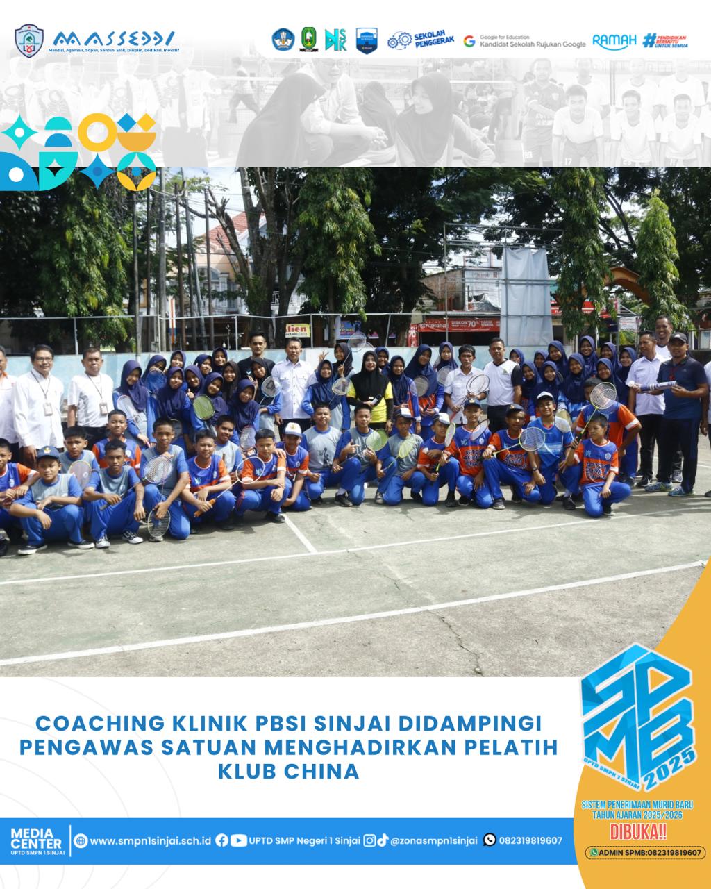 PBSI Sinjai Gelar Coaching Clinic Bulutangkis di UPTD SMP Negeri 1 Sinjai