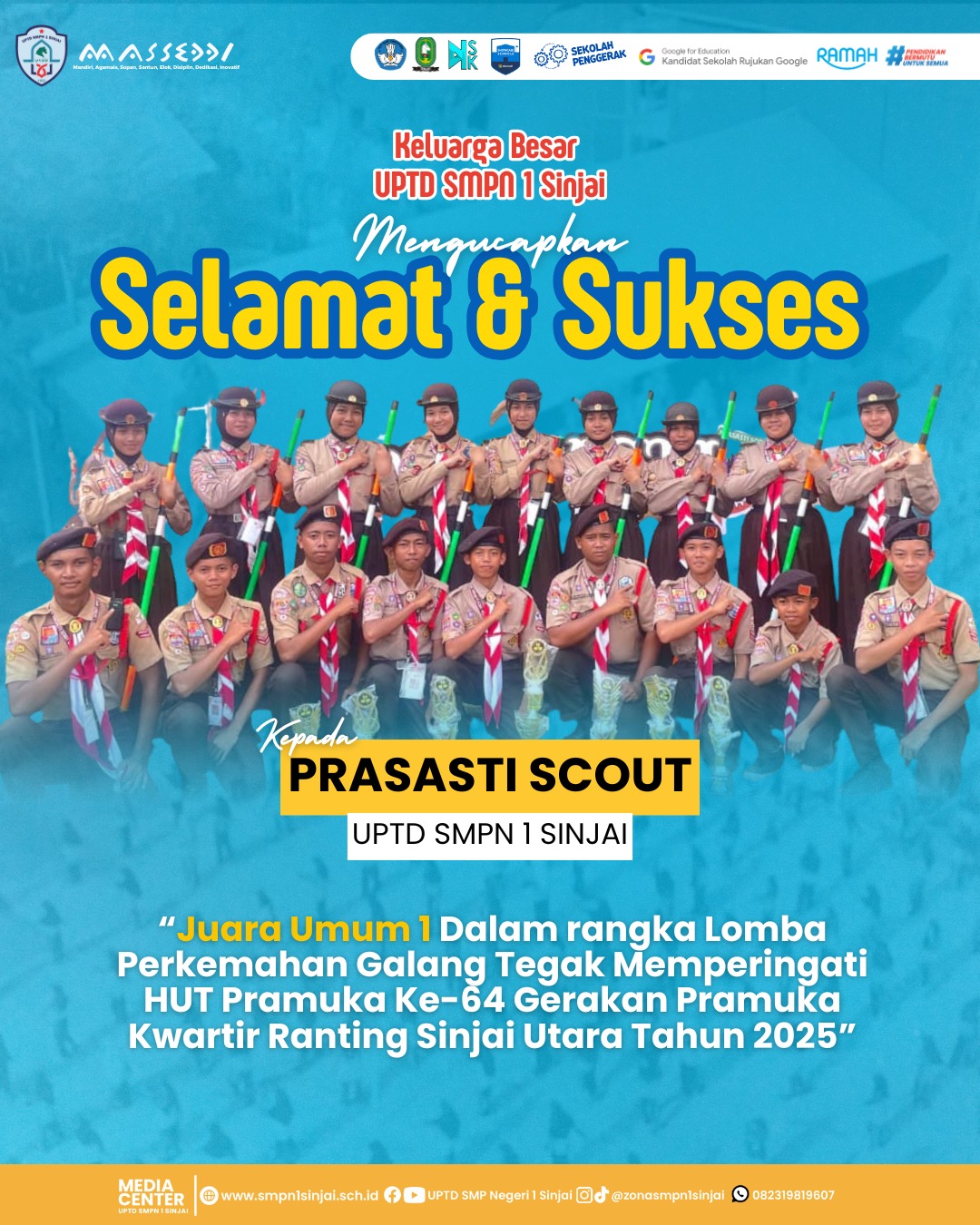 Lagi-lagi Juara! Aksi Pramuka SMPN 1 Sinjai Layak Diacungi Jempol, Jadi Juara Umum dan Memborong Gelar di HUT Pramuka