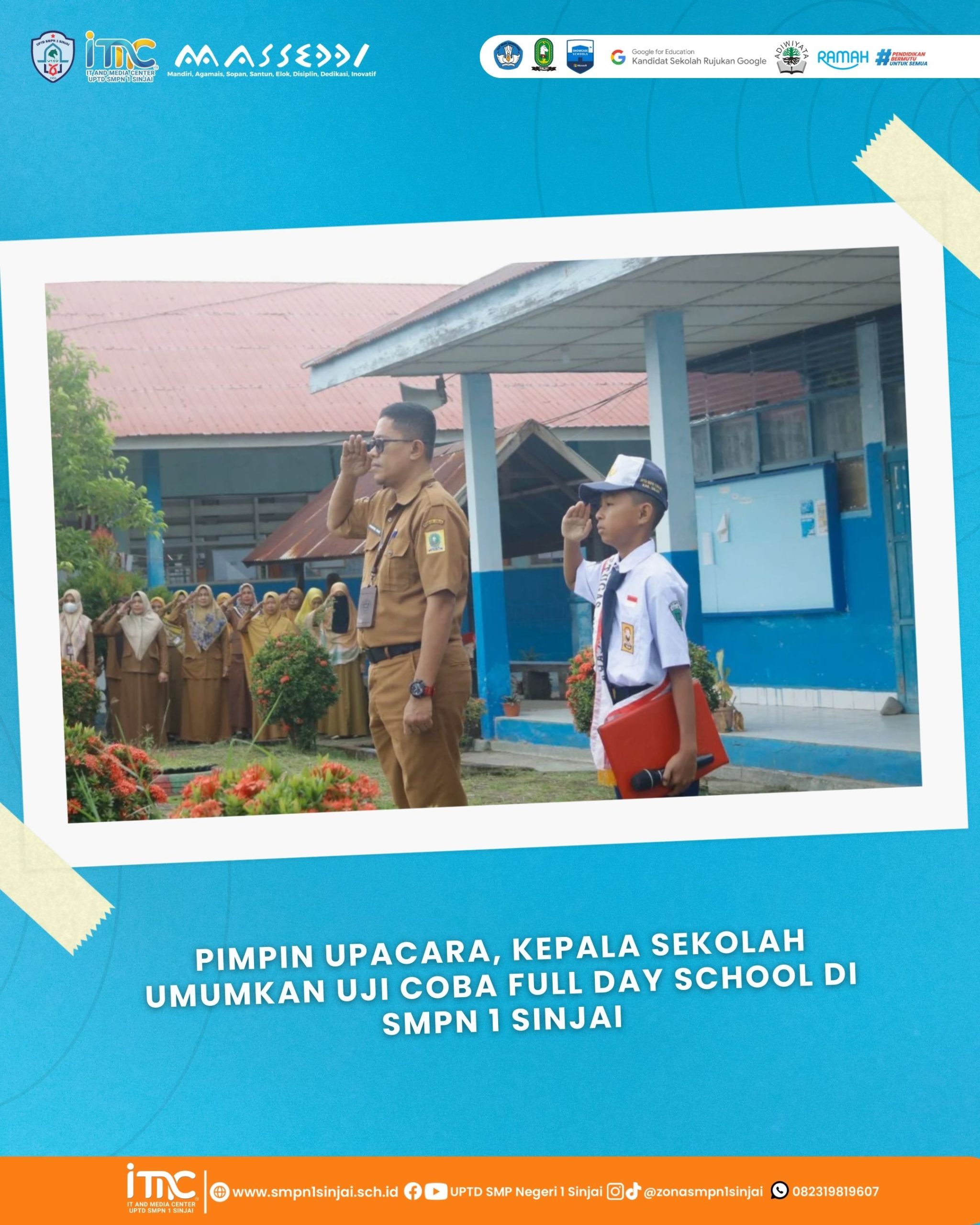 Pimpin Upacara, Kepala Sekolah Umumkan Uji Coba Full Day School di SMPN 1 Sinjai Mulai Pekan depan